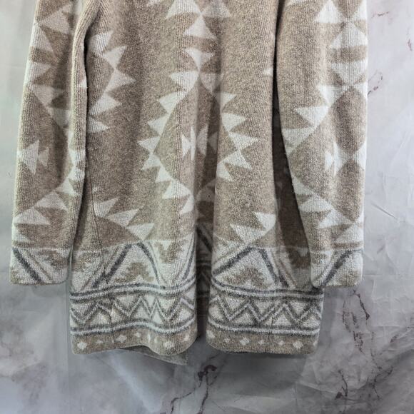 Frye Sweater Womens Large Beige Tan White Cardigan Aztec Gro Southwestern - Picture 7 of 9